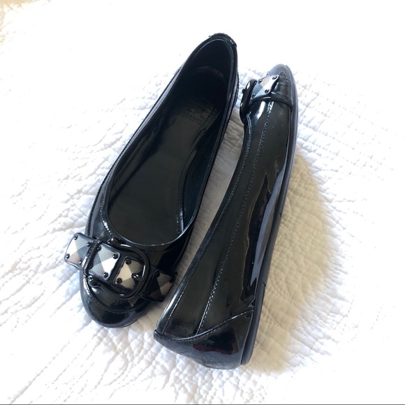 Burberry Shoes - Burberry Patent Leather Black Flats